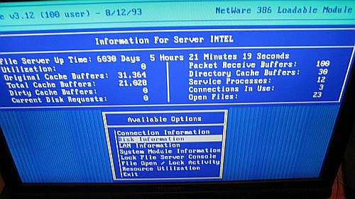 Novell server uptime